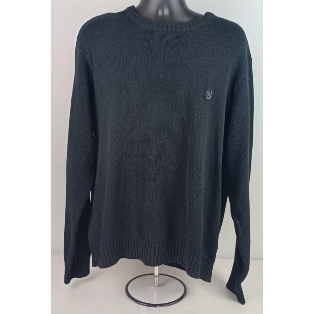 Chaps Men's 2XL Black Long Sleeve 100% Cotton Pullover Sweater